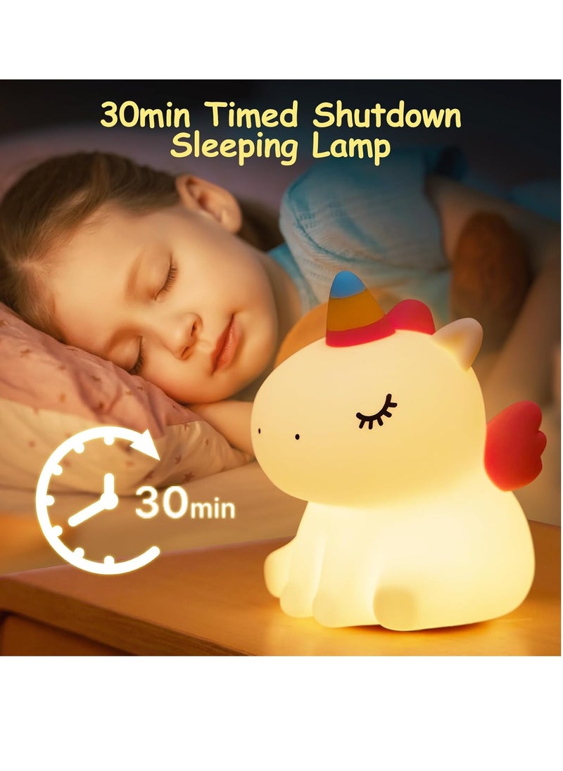 Kids LED Cute Unicorn Night Light, Silicone Rechargeable Night Light - 3 Level Dimmable Bedside Touch Lamp, Baby and Toddler Bedside Lamp, Great Gift for Boys Girls and Kids