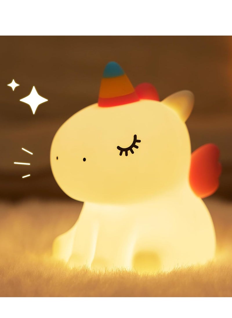 Kids LED Cute Unicorn Night Light, Silicone Rechargeable Night Light - 3 Level Dimmable Bedside Touch Lamp, Baby and Toddler Bedside Lamp, Great Gift for Boys Girls and Kids