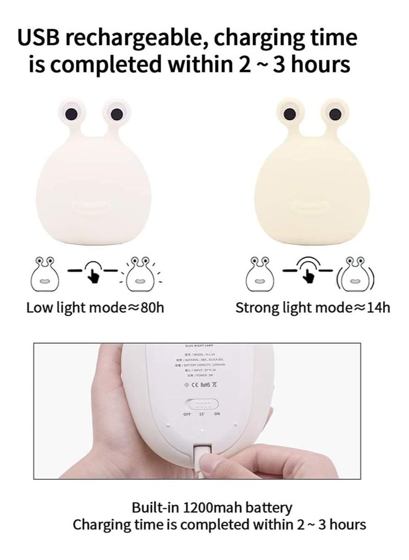 Original Authentic Slug Night Light with Touch Sensor for Bedroom, Nursery Squishy Silicone Soft Night Light for Breastfeeding, Cute Animal Bedside Lamp for Baby Kids Teens