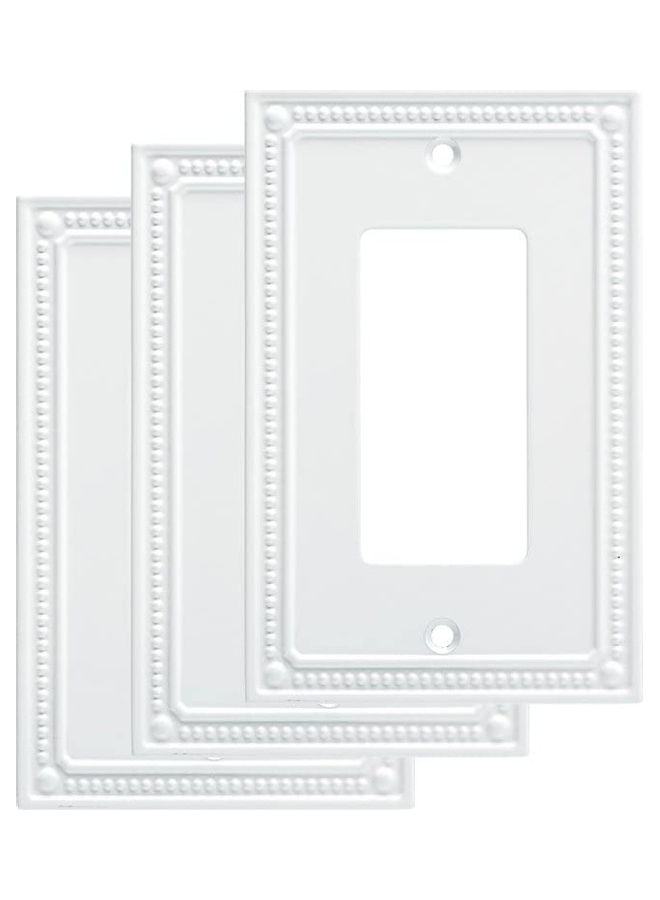 3-Piece Classic Beaded Switch Plate White 3.15x0.25x4.88inch