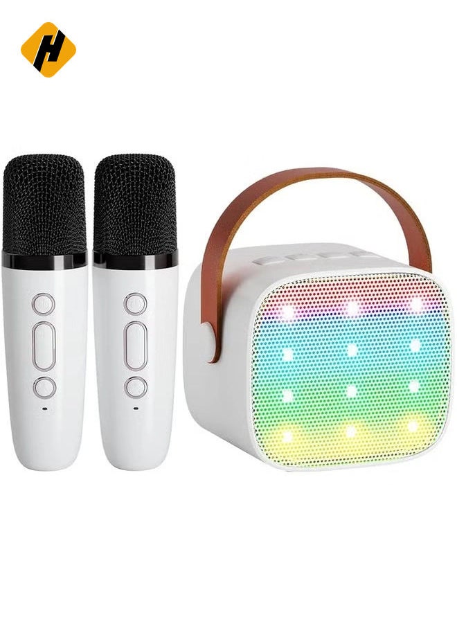 Portable Mini Karaoke Machine with Dual Wireless Microphones - Bluetooth Speaker for Kids & Adults, Ideal Birthday Gift for Ages 4 and Up, Multicolor