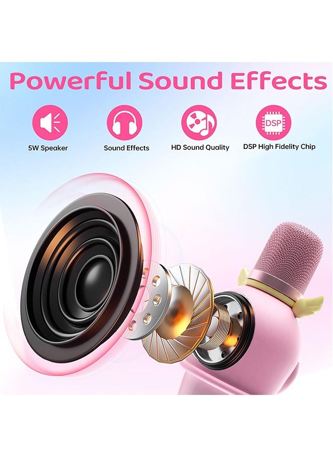 Kids Karaoke Microphone Machine for Kids Toys with Wireless Bluetooth Mic Speaker for Toddler Adults Girls Boys Birthday Gifts toys for 4 5 6 7+ Year Old for Family Home Party