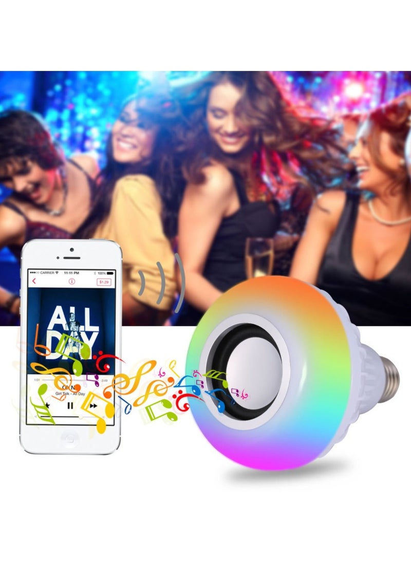 LED RGB Smart Music Bulb | Bluetooth-Controlled Light with Built-in Speaker | YOMYM LED RGB Color Bulb Light, White