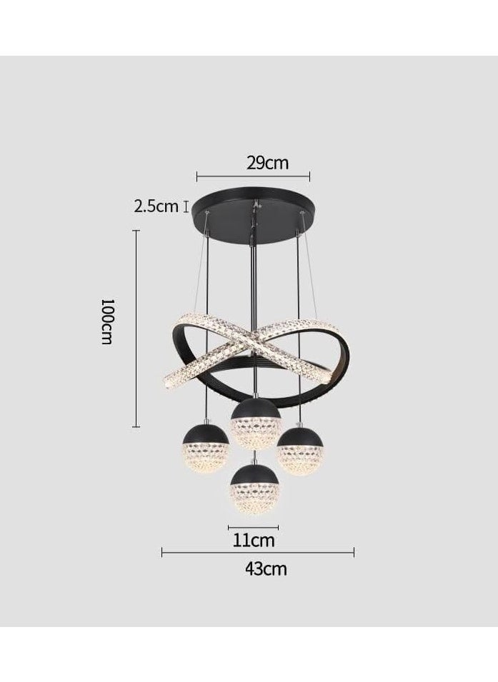 Light Luxury Restaurant Chandelier Light LED Modern 4lights Aluminum Pendant Light Ceiling Chandelier Bedroom Commercial Bright Lighting Fixtures Hanging,Modern Vintage