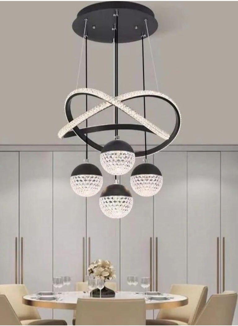 Light Luxury Restaurant Chandelier Light LED Modern 4lights Aluminum Pendant Light Ceiling Chandelier Bedroom Commercial Bright Lighting Fixtures Hanging,Modern Vintage