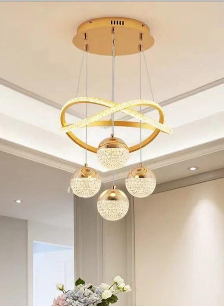 Light Luxury Restaurant Chandelier Light LED Modern 4lights Aluminum Pendant Light Ceiling Chandelier Bedroom Commercial Bright Lighting Fixtures Hanging,Modern Vintage