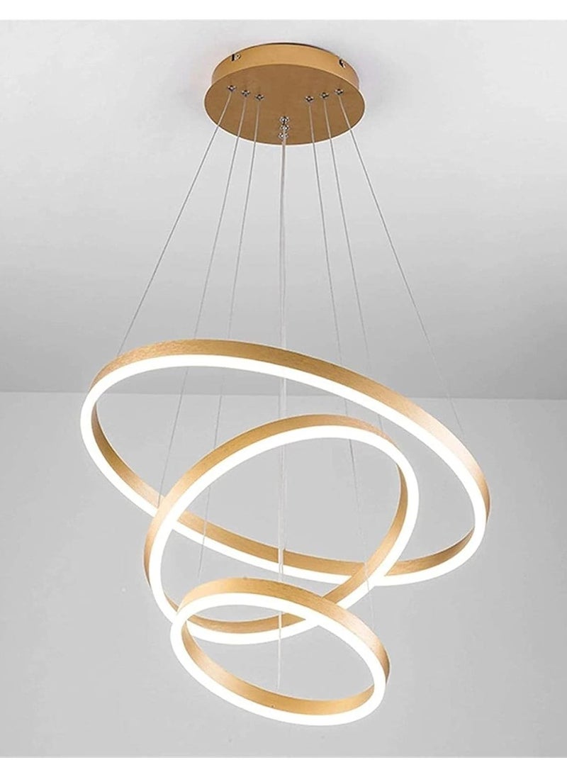 Modern Gold LED Ring Chandelier Light - Contemporary Ceiling Pendant for Living Rooms, Dining Rooms, and Hallways