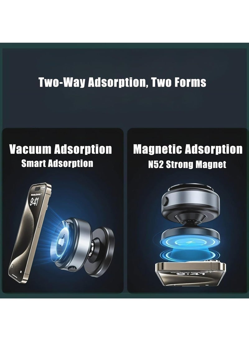 Magnetic Suction Cup Phone Holder for Car, Universal Car Phone Holder Mount for Dashboard Windshield, Electric Vacuum Absorption Magnetic Suction Car Phone Mount