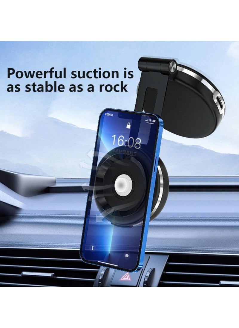 Magnetic Suction Cup Phone Holder for Car, Universal Car Phone Holder Magnetic Suction Phone Mount, Double-Sided Phone Holder, Universal Innovative 360°3D Rotation Extra Strength Hold, Cradle Fit for iPhone Android and All Smartphones