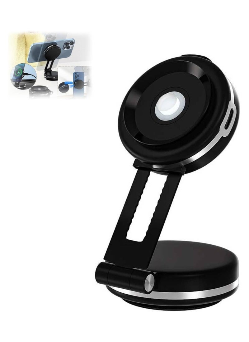 Magnetic Suction Cup Phone Holder for Car, Universal Car Phone Holder Magnetic Suction Phone Mount, Double-Sided Phone Holder, Universal Innovative 360°3D Rotation Extra Strength Hold, Cradle Fit for iPhone Android and All Smartphones