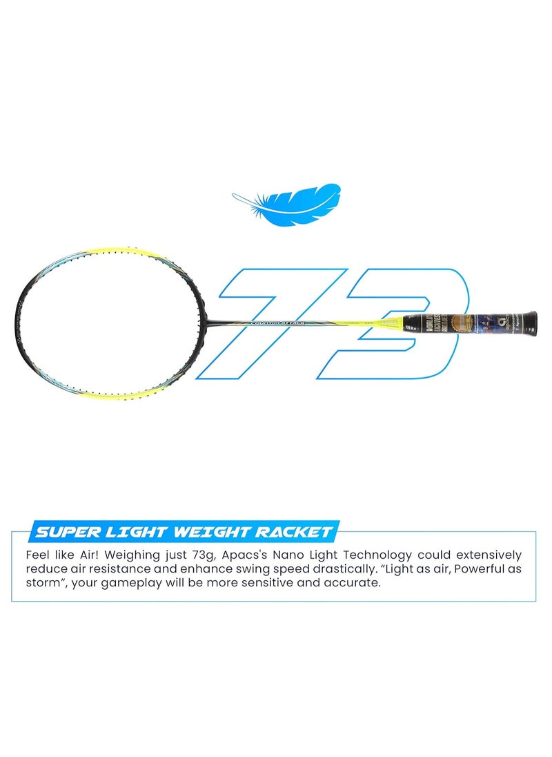Counter Attack Badminton Racket – Unstrung, 24T Japan Graphite, Ultra Optimum Frame, Power Head, Extra Slim Shaft, Max 35 lbs Tension, G4 Grip, Full Cover