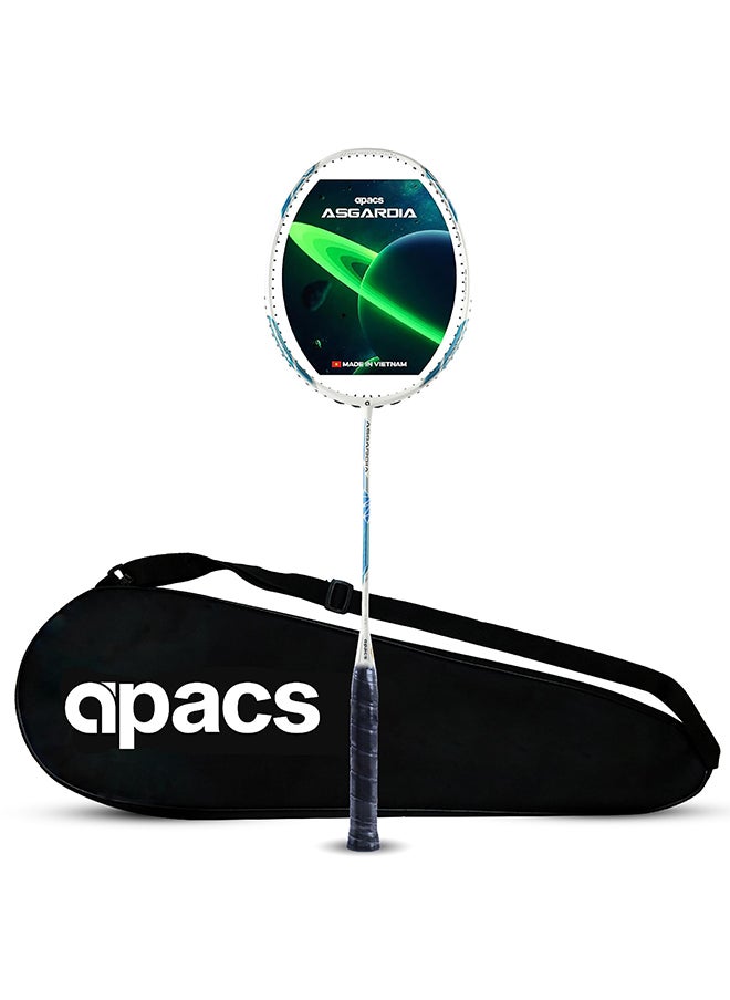 Asgardia Control (73 grams Ultra Lightweight) Made in Vietnam | Japanese Graphite Unstrung Badminton Racket with Full Cover | G2-4 1/8 inches (White)