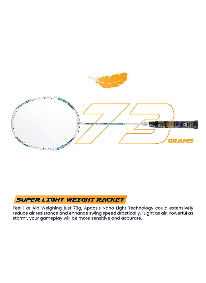 Asgardia Control (73 grams Ultra Lightweight) Made in Vietnam | Japanese Graphite Unstrung Badminton Racket with Full Cover | G2-4 1/8 inches (White)