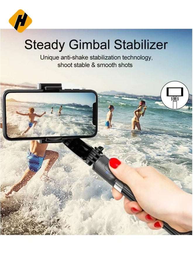 Selfie Stick Gimbal Stabilizer,  360° Rotation Tripod with Wireless Remote, Portable Phone Holder, Auto Balance 1-Axis Gimbal for Smartphones Tiktok Vlog Youtuber Live Video Record