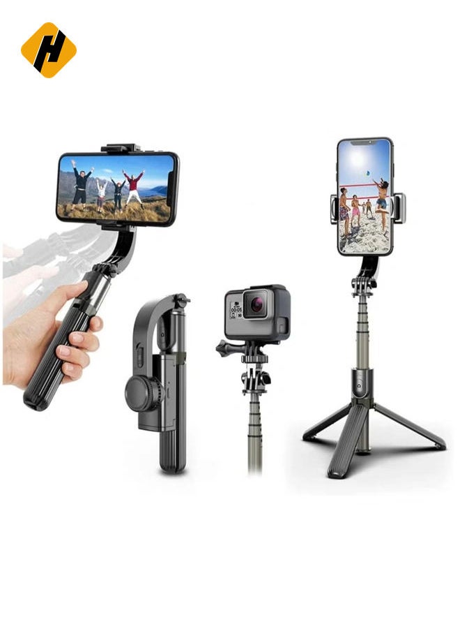 Selfie Stick Gimbal Stabilizer,  360° Rotation Tripod with Wireless Remote, Portable Phone Holder, Auto Balance 1-Axis Gimbal for Smartphones Tiktok Vlog Youtuber Live Video Record