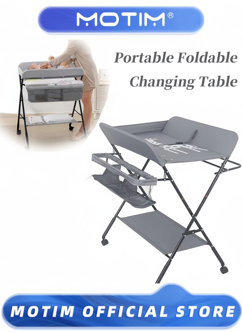 Folding Changing Table with Storage Compartment Baby Changing Table Storage Compartment Portable Shelf and Storage Basket