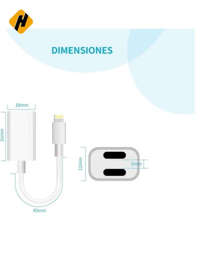 Dual Lightning adapter & Splitter, Headphone audio & Charge adapter Compatible with iPhone 7/7 Plus, iPhone 8/8 Plus,