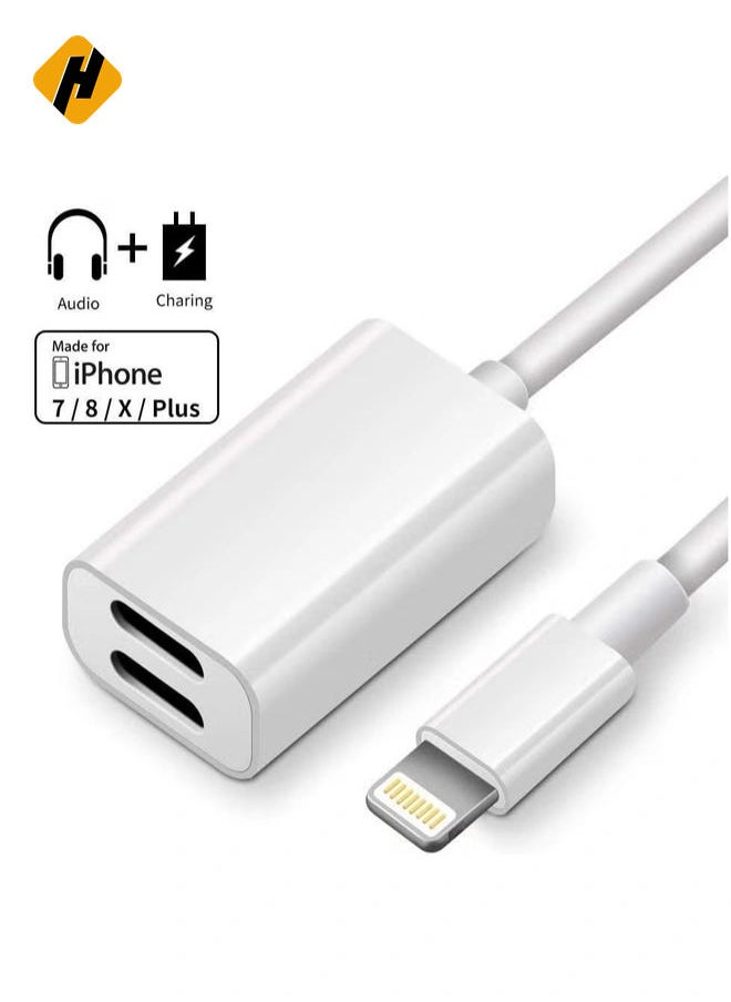 Dual Lightning adapter & Splitter, Headphone audio & Charge adapter Compatible with iPhone 7/7 Plus, iPhone 8/8 Plus,