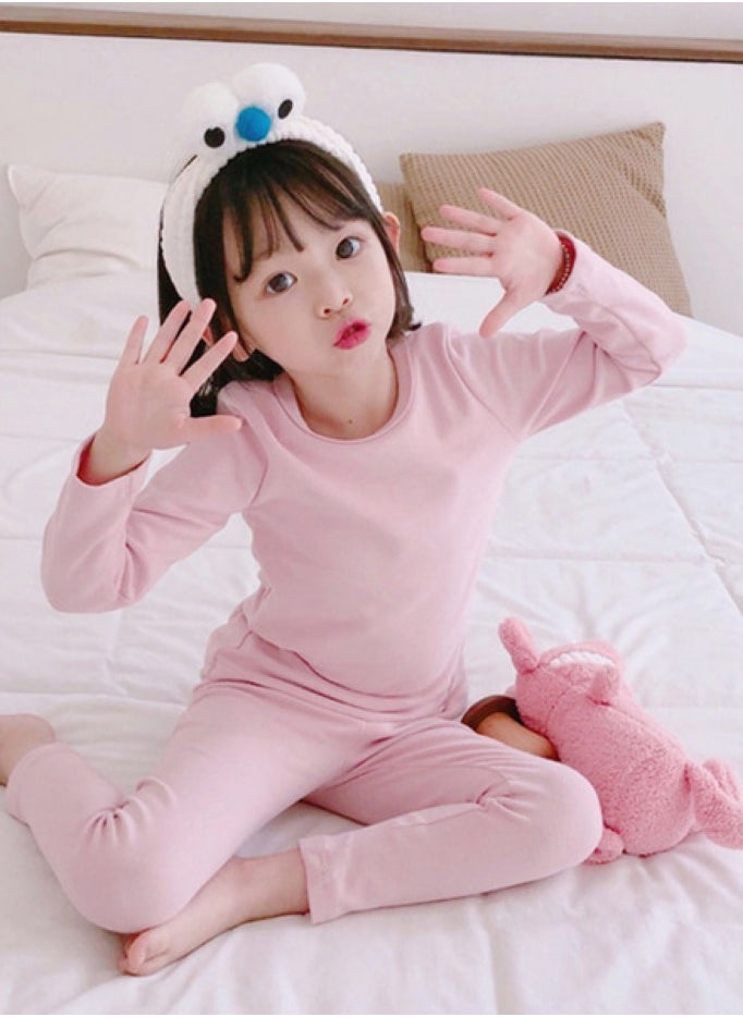 Children's solid color thermal underwear sets Soft tops and bottoms Children's soft sleepwear sets