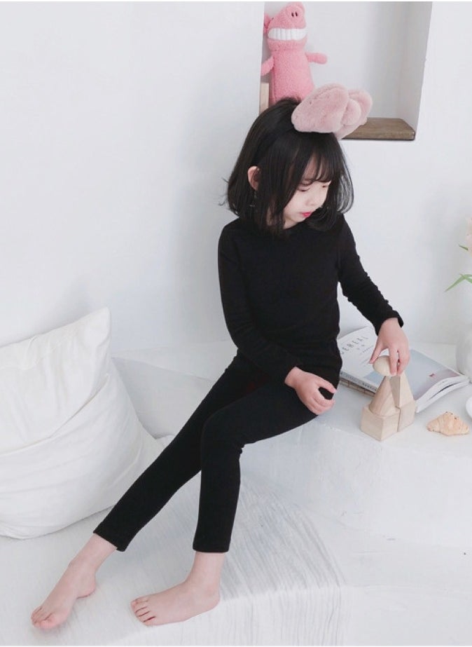 Children's solid color thermal underwear sets Soft tops and bottoms Children's soft sleepwear sets