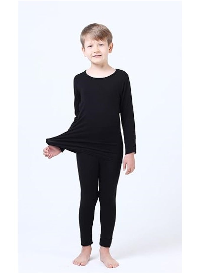 Children's solid color thermal underwear sets Soft tops and bottoms Children's soft sleepwear sets