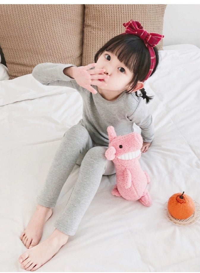 Children's solid color thermal underwear sets Soft tops and bottoms Children's soft sleepwear sets