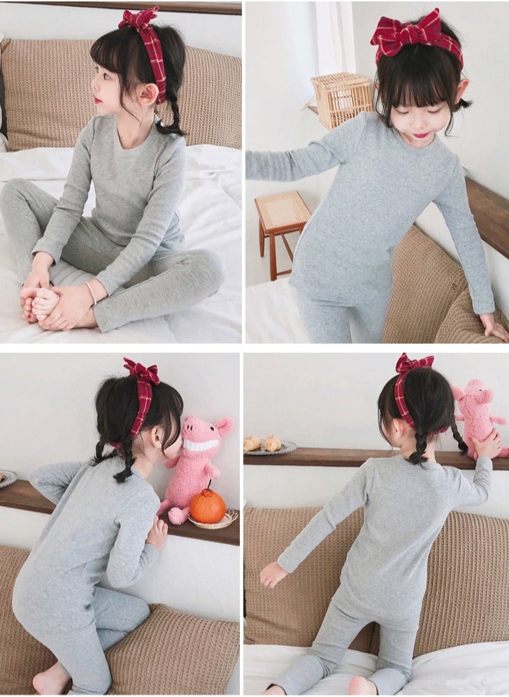 Children's solid color thermal underwear sets Soft tops and bottoms Children's soft sleepwear sets