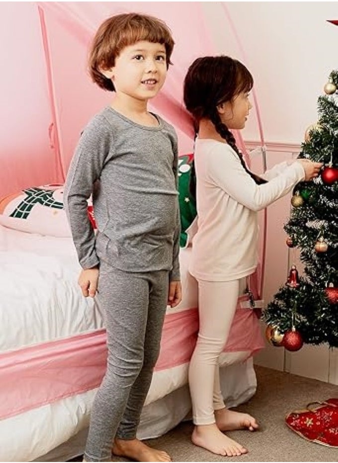 Children's solid color thermal underwear sets Soft tops and bottoms Children's soft sleepwear sets