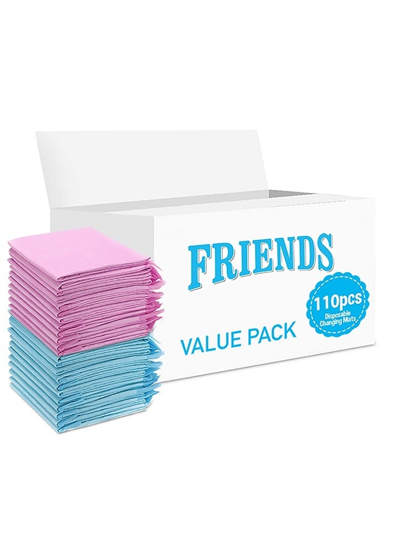 Friends Disposable Changing Mats 110 Counts Soft Waterproof Mat Portable Leak Proof Changing Mat New Mom Leak Proof Under pad Mattress Table Protector Pad