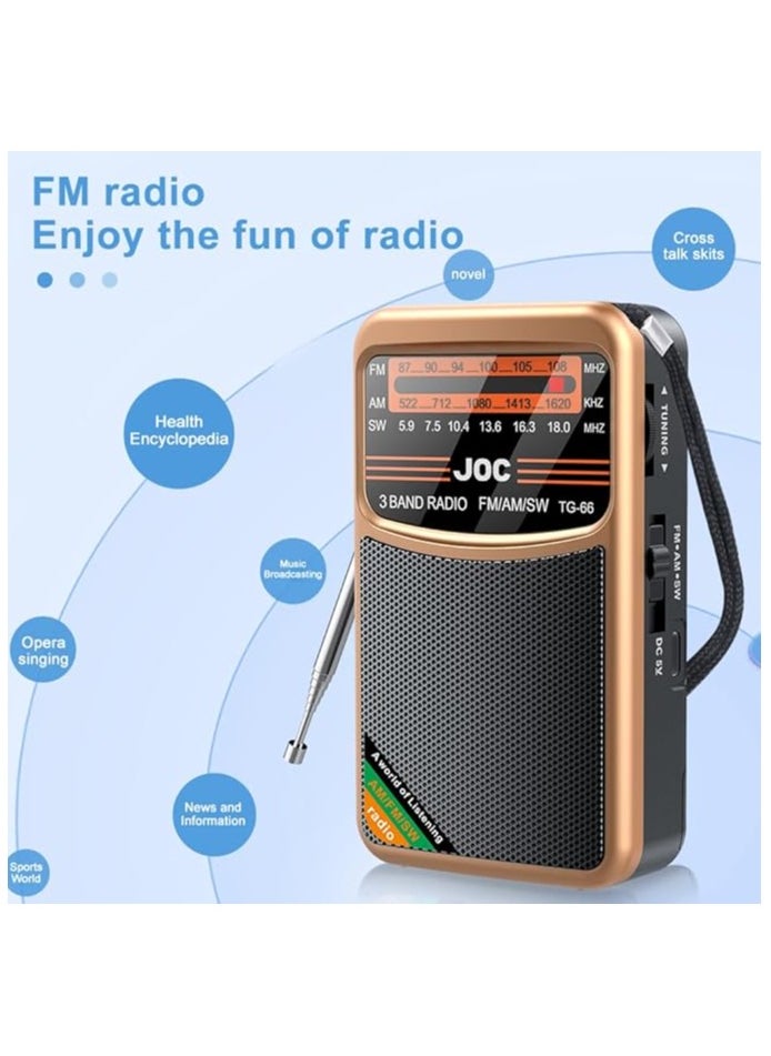 Pocket Radio FM AM SW Radio Best Reception Battery Operated Radio Built-in Speaker