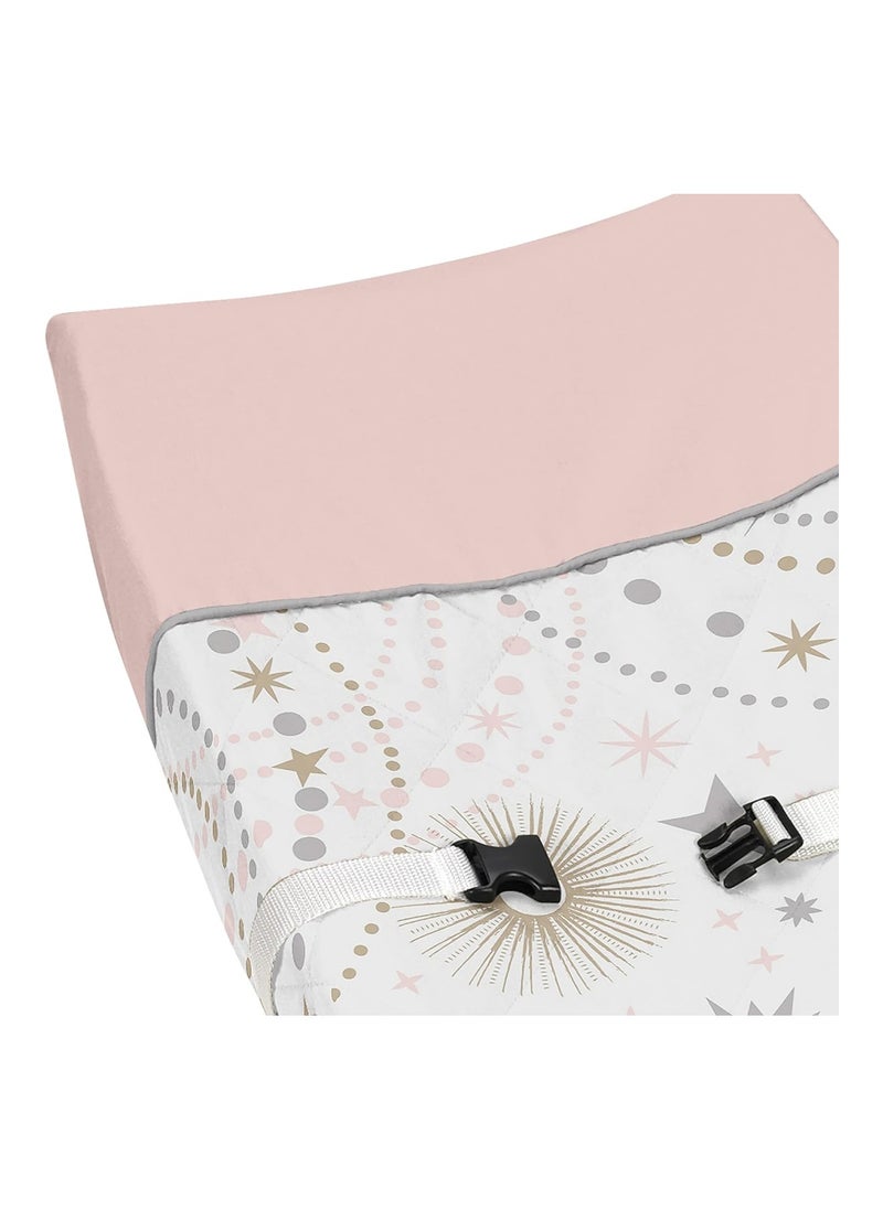 Blush Pink, Gold, Grey And White Star And Moon Changing Pad Cover For Celestial Collection By