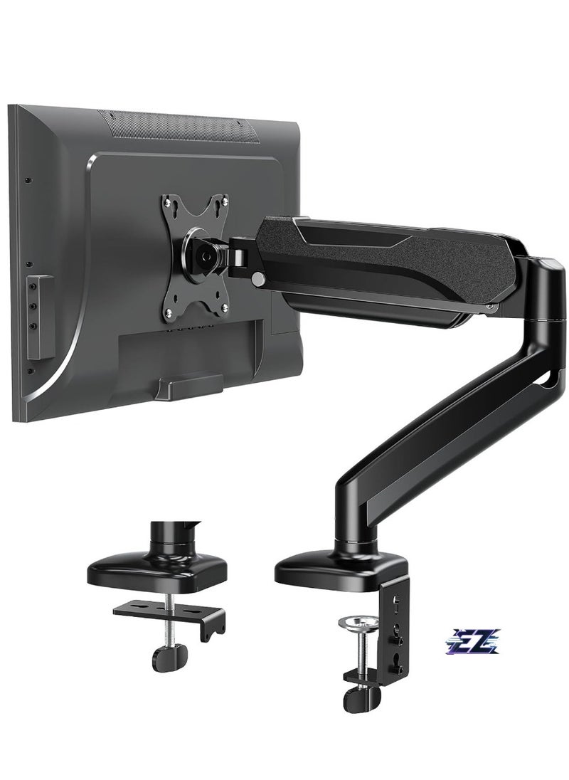 Single Monitor Mount Stand, Fully Adjustable Monitor Arm with Gas Spring, Monitor Desk Mount for 17-32 Inch Computer Screen with Clamp, Grommet Base, Fit VESA 75x75&100x100, Black