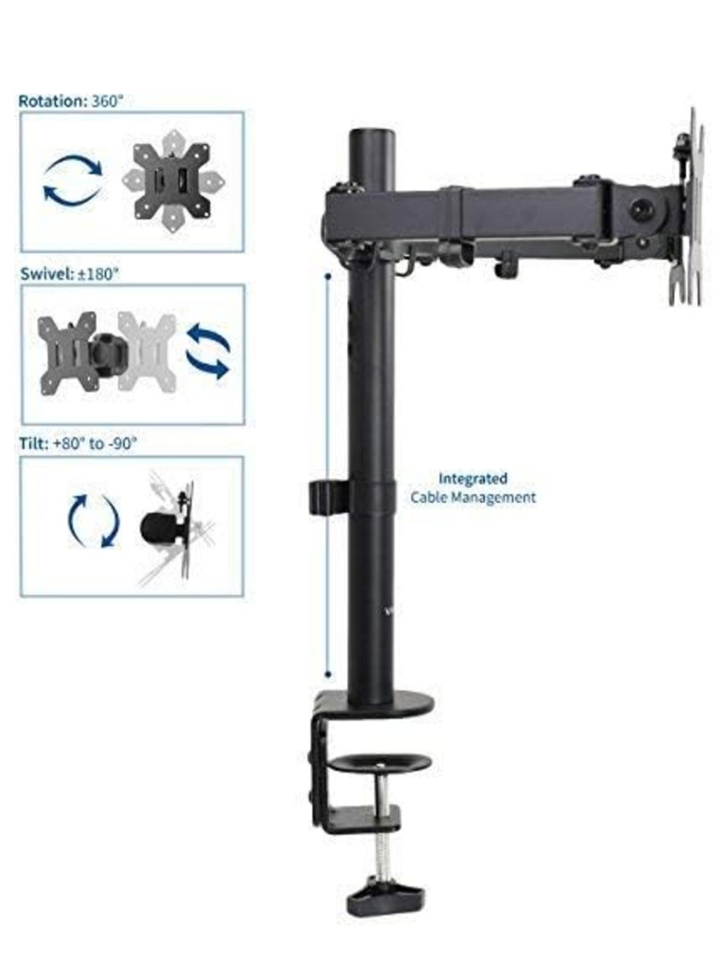 Dual LCD LED Monitor Desk Mount Stand with C-clamp and Bolt-Through Grommet Options | Heavy Duty Fully Adjustable Arms Hold Two (2) Screens up to 27