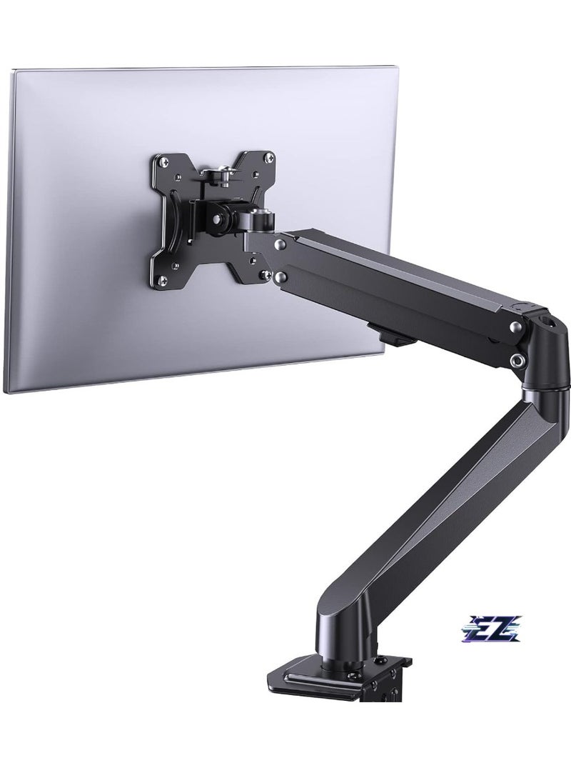 Single Monitor Mount, Gas Spring Monitor Arm, Adjustable Monitor Mount with Full Motion and VESA Bracket, Fits 17 to 27 Inch Monitors, Holds up to 14.3 lbs