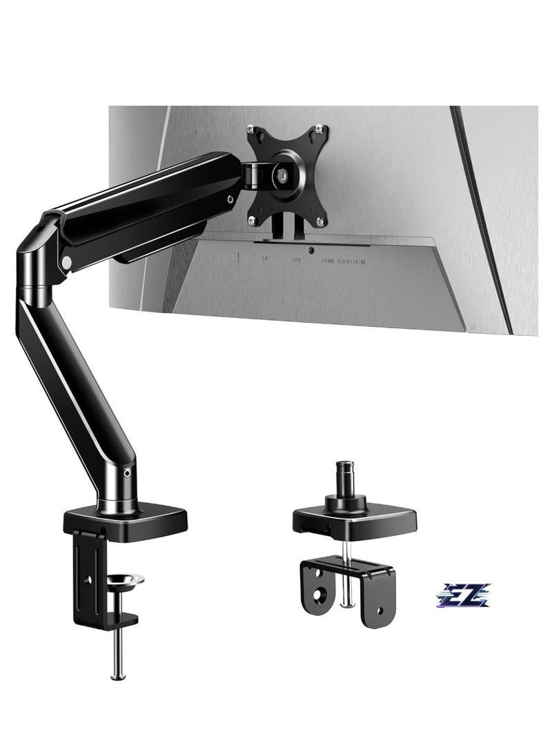 Single Monitor Arm, Desk Mount Gas Spring Monitor Arms Adjustable Full Motion Swivel Computer Monitor Stand with Clamp and Grommet Base, Fits 13-30'' TV Screens Holds up to 19.8lbs