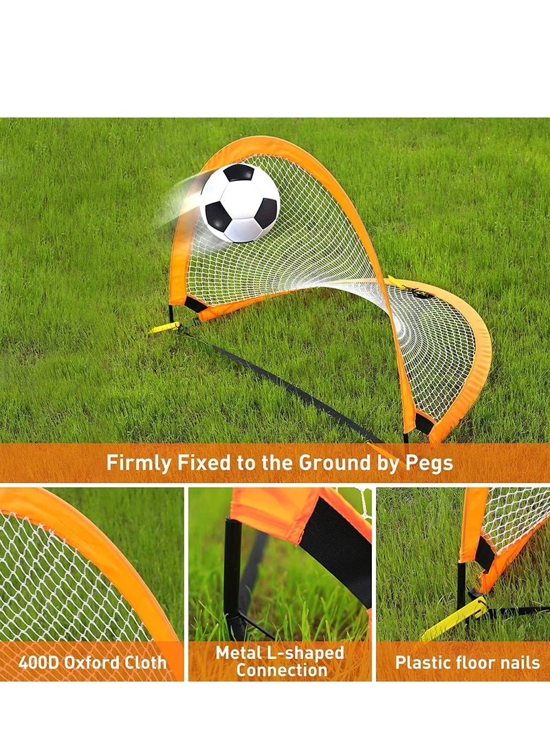 4FT Pop Up Soccer Goals Set of 2, Soccer Goals for Backyard for Kids 7-15, Soccer Nets for Backyard, Portable Kids Soccer Goals with Carrybag, Soccer Goals for Backyard for Kids, Toddler Soccer Goals