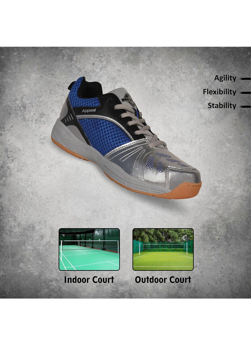 Appeal Non-Marking Badminton Shoes | Size: 4 UK/ 5 US/ 38 EU | Material: Synthetic | For Men & Boys | Lightweight | Breathable mesh with PU Coated | Flexibility and Stability | Ideal for Sports