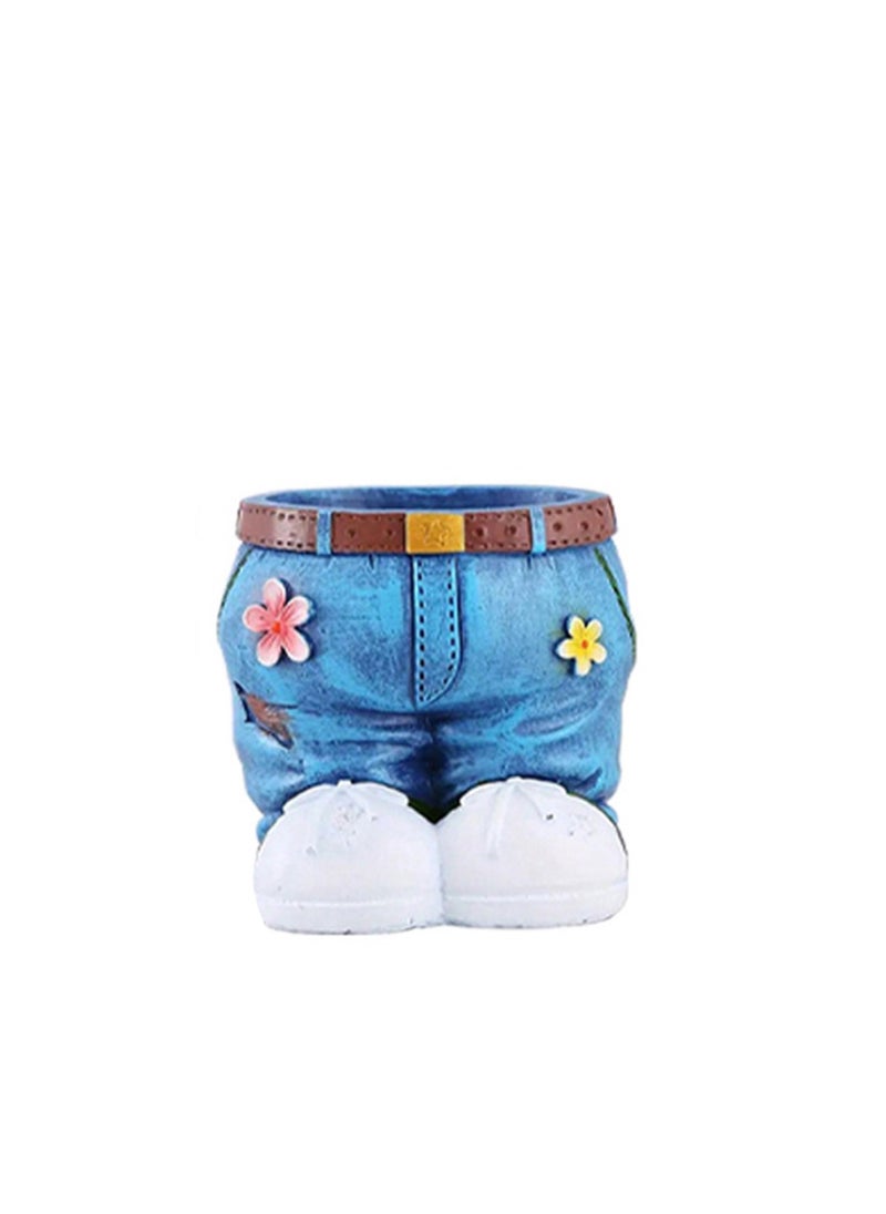 Cute Denim Series Resin Ornaments Flower Pots, Garden Home Decoration, Plant Lovers Gardener Gardening Gifts, Interesting Flower Pots Suitable For Indoor And Outdoor Succulents (Jeans)