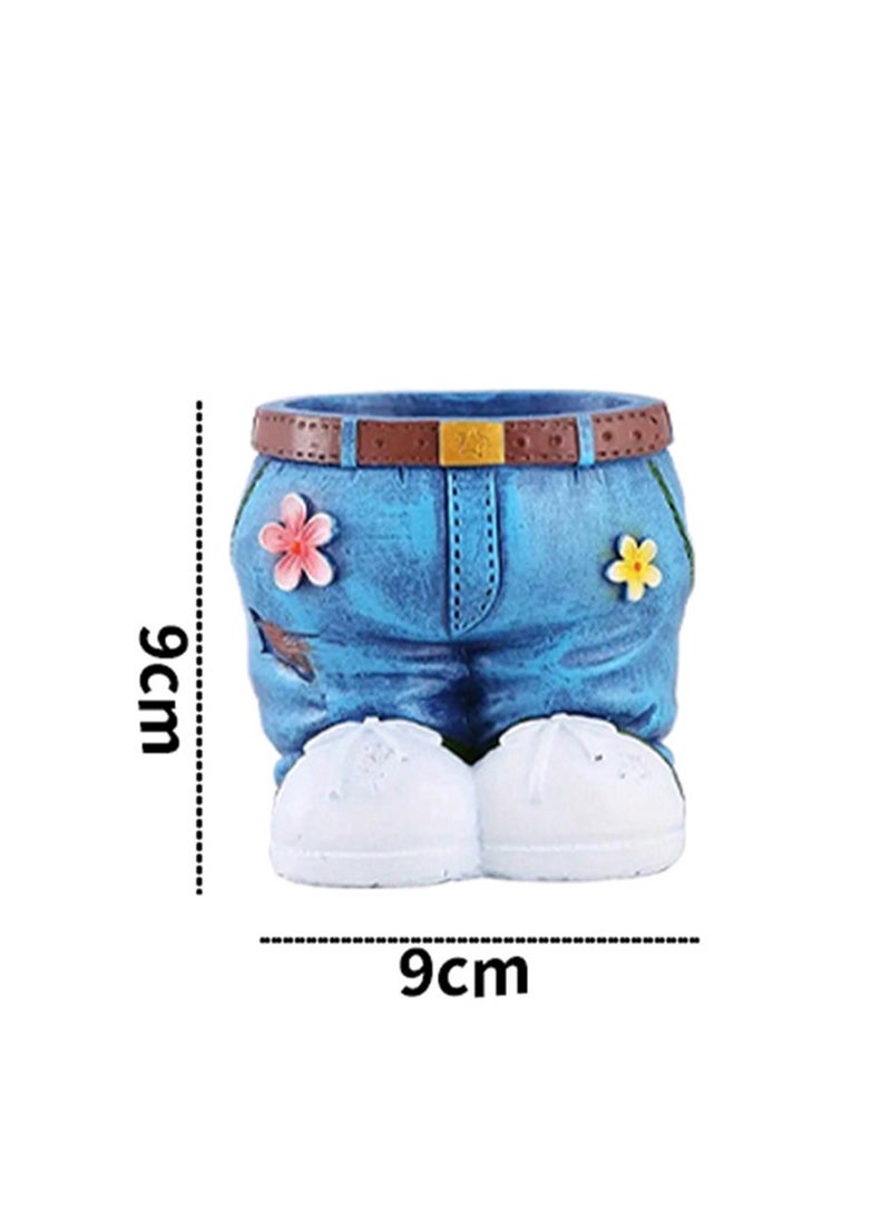 Cute Denim Series Resin Ornaments Flower Pots, Garden Home Decoration, Plant Lovers Gardener Gardening Gifts, Interesting Flower Pots Suitable For Indoor And Outdoor Succulents (Jeans)