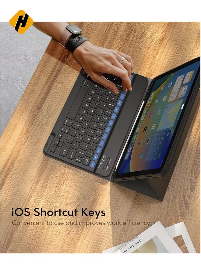 Keyboard Case for iPad 10th Generation 10.9inch - 2022, Detachable Bluetooth Keyboard, Stand Folio Keyboard Cover with Pencil Holder, Rechargeable