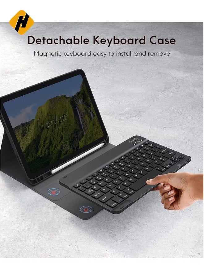 Keyboard Case for iPad 10th Generation 10.9inch - 2022, Detachable Bluetooth Keyboard, Stand Folio Keyboard Cover with Pencil Holder, Rechargeable