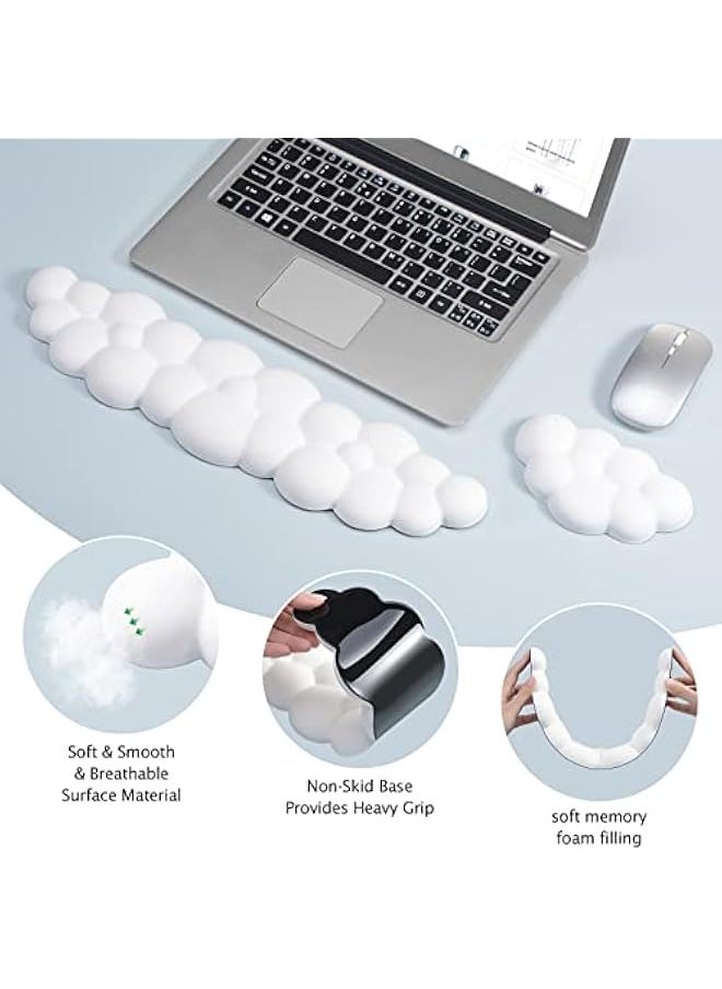 Keyboard Wrist Rest Set Cute Cloud Shape Wrist Rest Support for Mouse Keyboard Computer Elbow Pad Arm Rest Mouse Wrist Cushion, Ergonomic Design for Typing Comfortably(Keyboard not Included)