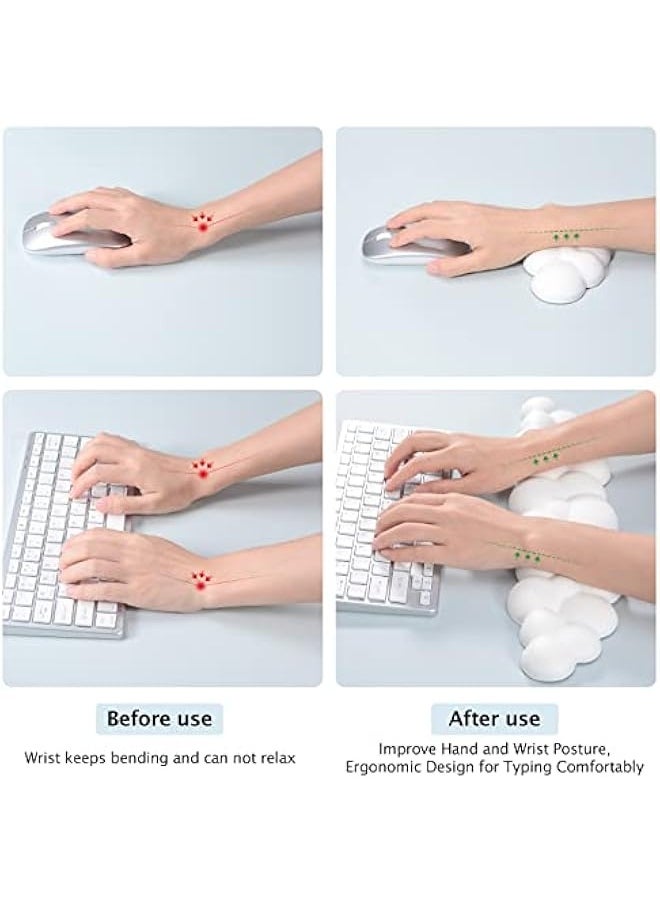 Keyboard Wrist Rest Set Cute Cloud Shape Wrist Rest Support for Mouse Keyboard Computer Elbow Pad Arm Rest Mouse Wrist Cushion, Ergonomic Design for Typing Comfortably(Keyboard not Included)