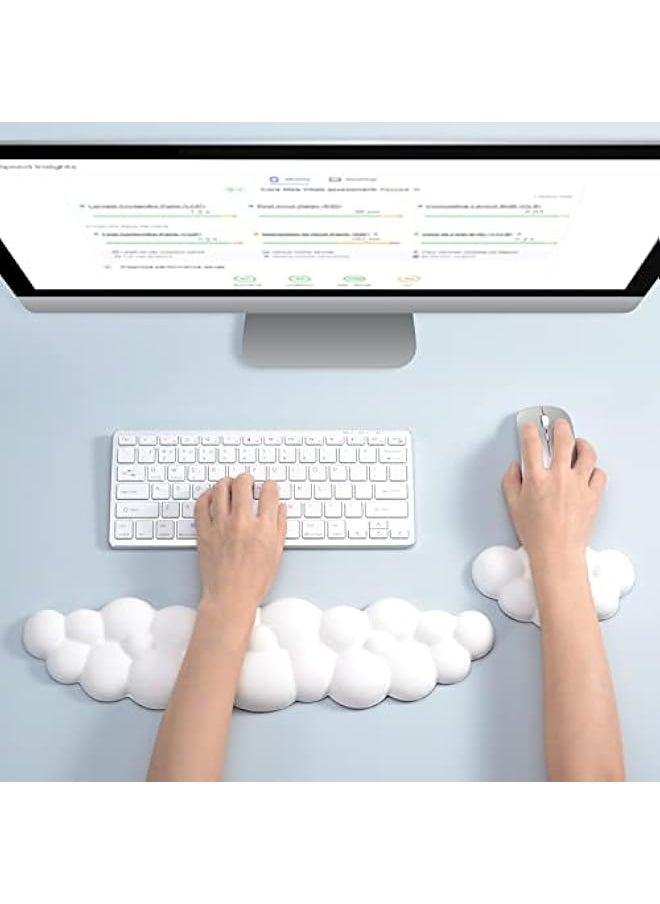 Keyboard Wrist Rest Set Cute Cloud Shape Wrist Rest Support for Mouse Keyboard Computer Elbow Pad Arm Rest Mouse Wrist Cushion, Ergonomic Design for Typing Comfortably(Keyboard not Included)