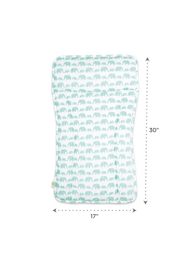 Organic Cotton Baby Changing Mat, For Newborn Baby Essentials Unisex - Elephant Green