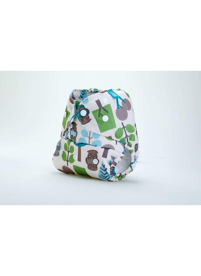 Cloth Diaper Cover With 2 Wet Free Inserts Perfect For Babies Between 6-36 Months, 7 To 15 Kgs, Trees (Adjustable, Washable & Reusable, Snap Fit Diaper Cover With 2 Soakers)