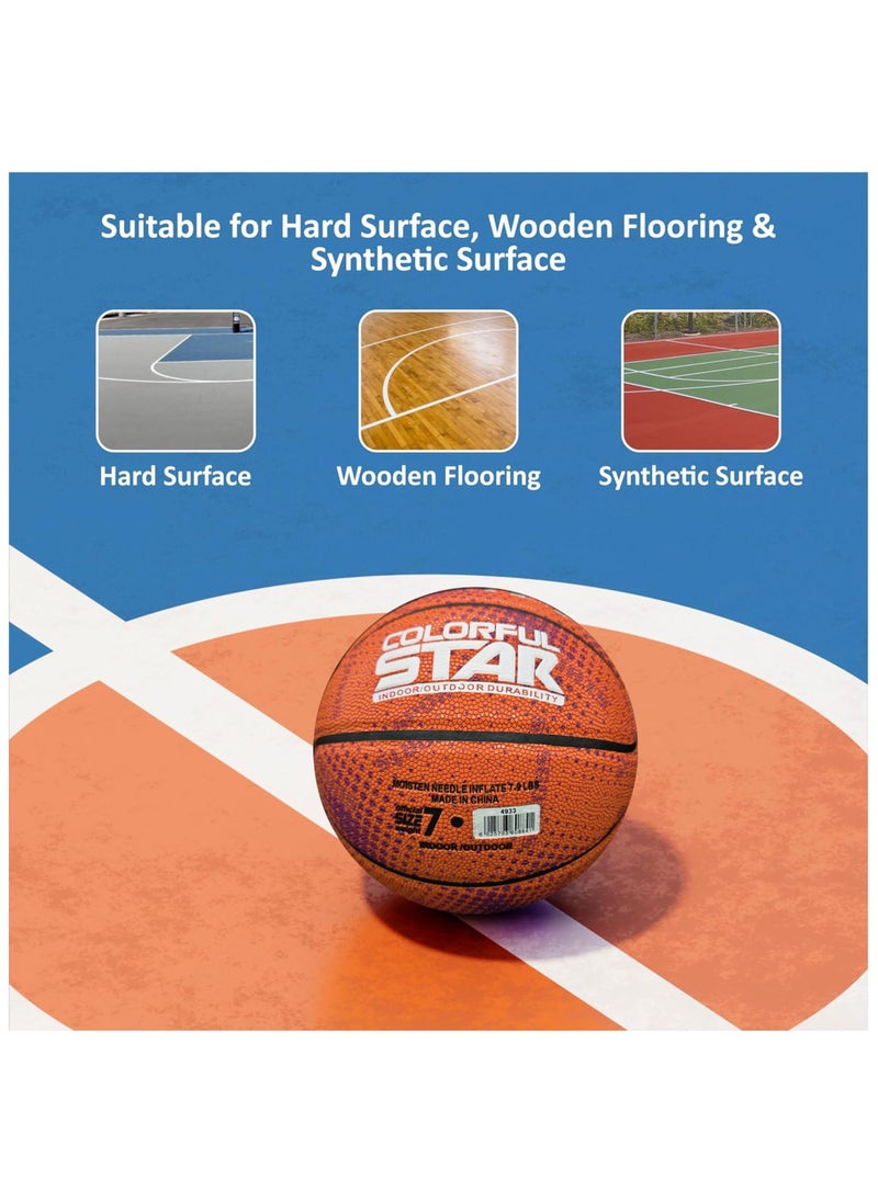 Basketball Size 7 Indoor/Outdoor Official Regulation Size Streetball Rubber Basketball Deep Channel Construction Made For Unisex Men And Women Youth And Adult For Professional Training And Games