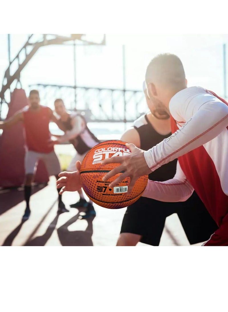 Basketball Size 7 Indoor/Outdoor Official Regulation Size Streetball Rubber Basketball Deep Channel Construction Made For Unisex Men And Women Youth And Adult For Professional Training And Games