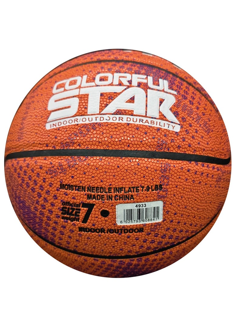 Basketball Size 7 Indoor/Outdoor Official Regulation Size Streetball Rubber Basketball Deep Channel Construction Made For Unisex Men And Women Youth And Adult For Professional Training And Games