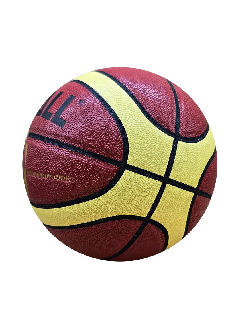 Basketball Size 7 Indoor/Outdoor Official Regulation Size Streetball Rubber Basketball Deep Channel Construction Made For Unisex Men And Women Youth And Adult For Professional Training And Games